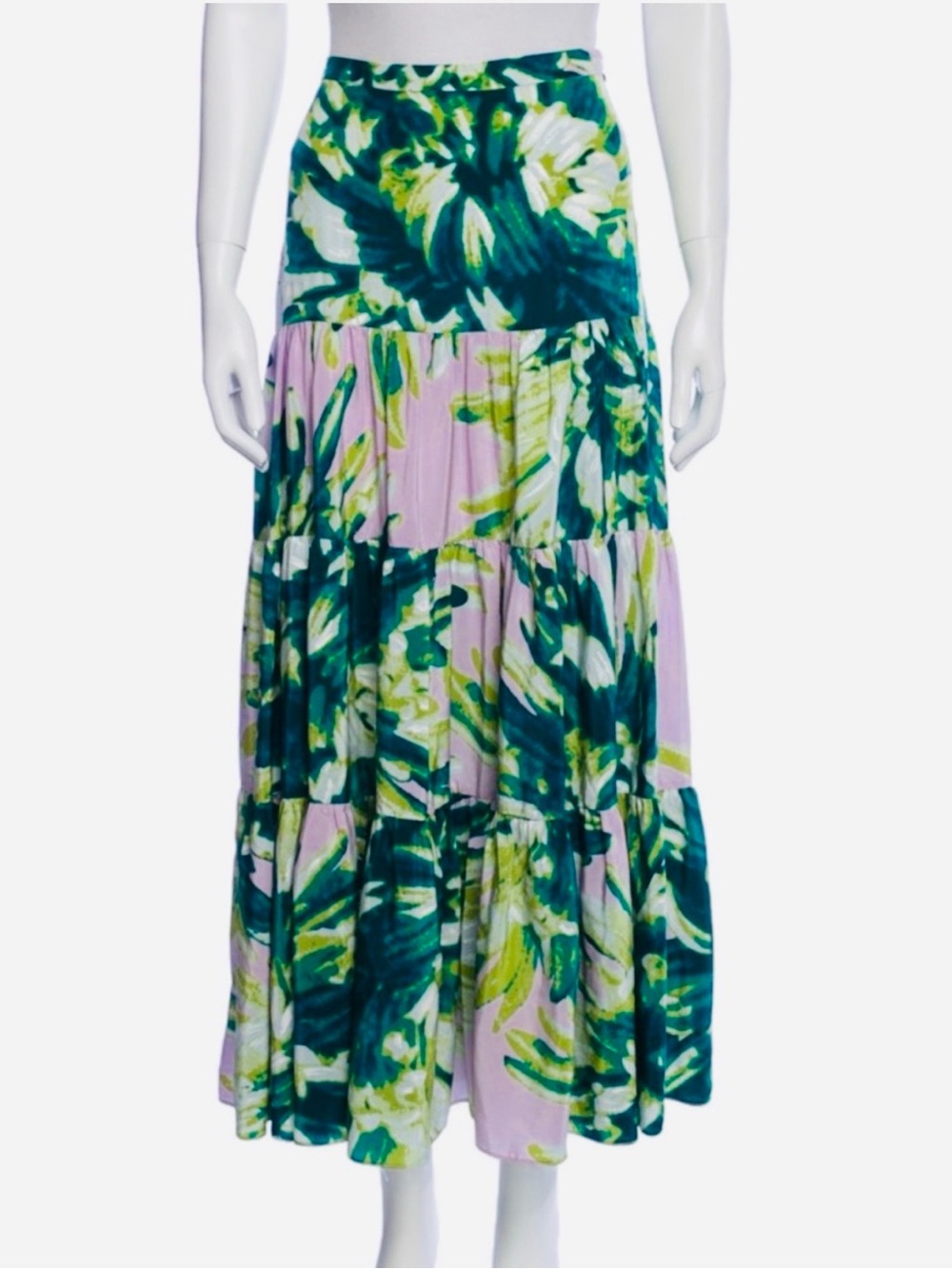 Just Cavalli Tropical Print Silk Maxi Skirt